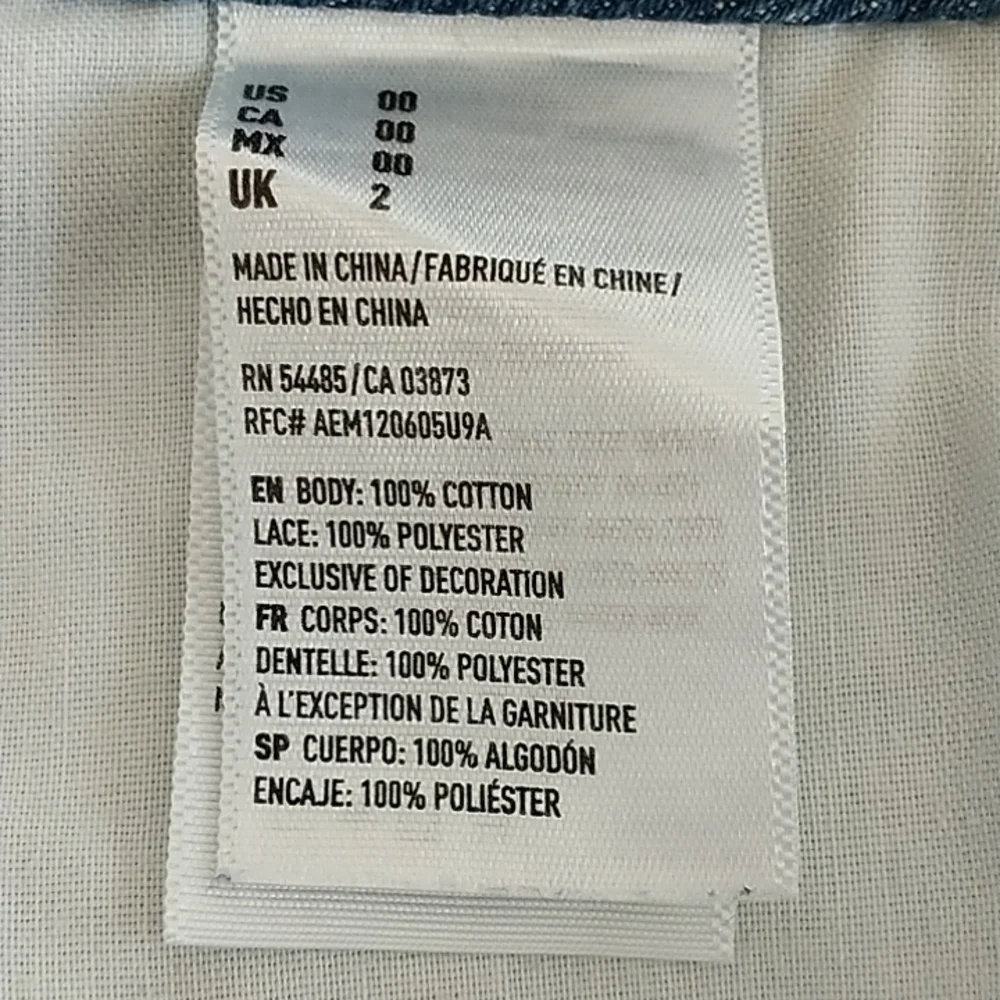 American Eagle Outfitters "Shortie" Denim Lace Shorts sz 00 - Picture 8 of 10